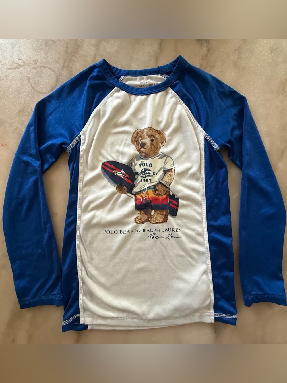 RALPH LAUREN Boy's Polo Bear Long-Sleeve Rash Guard size 5